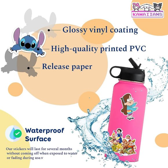 100Pcs Kids Mixed Cartoon Vinyl Waterproof Animation Decal Water Bottle Stickers - Picture 4 of 9